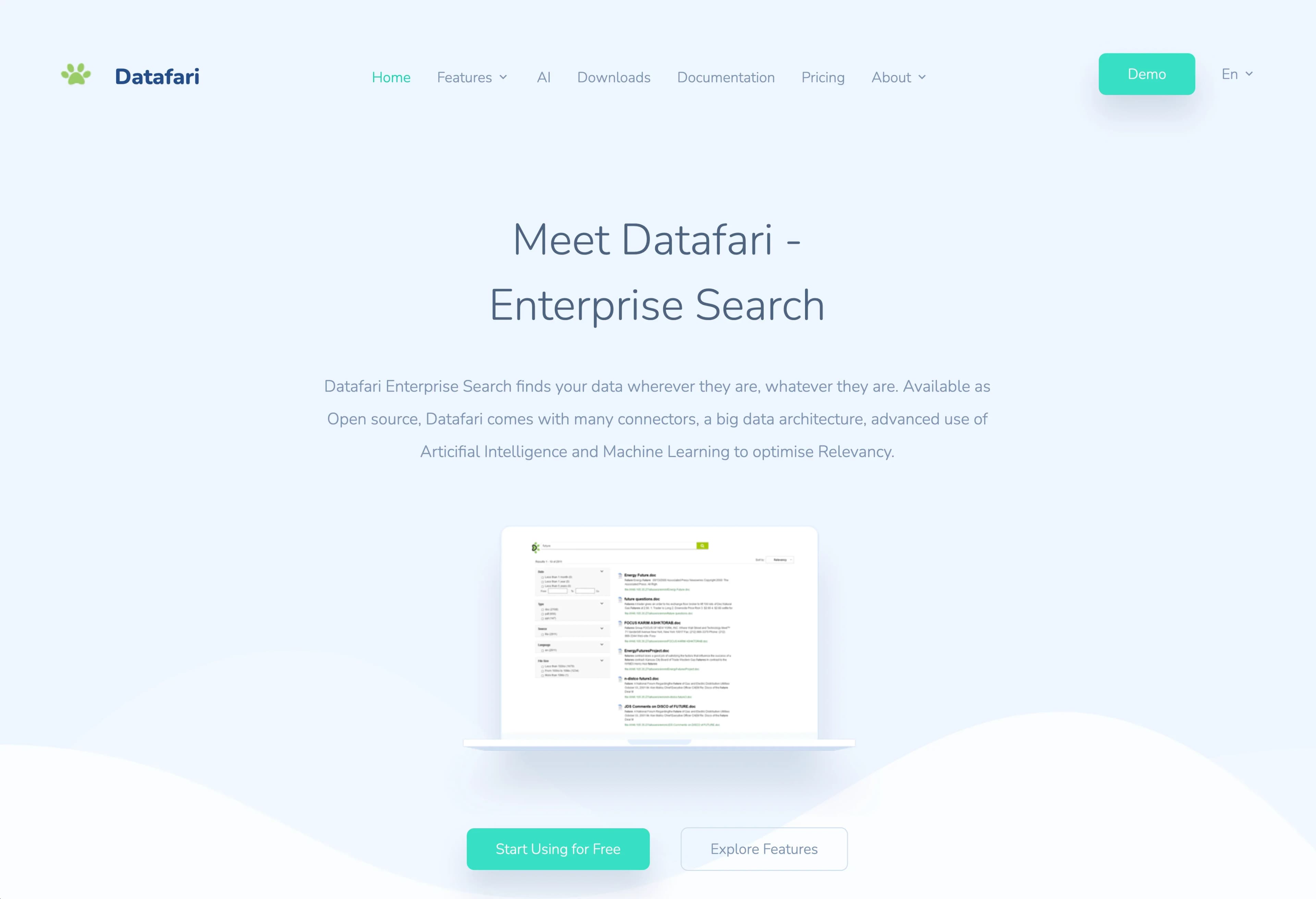 Datafari search interface