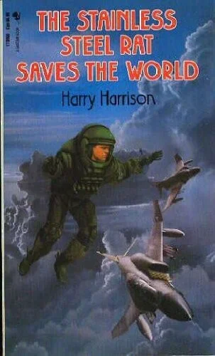 Cover of an English edition of The Stainless Steel Rat Saves the World by Harry Harrison