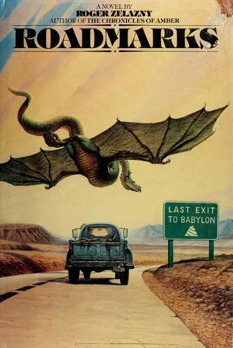 Cover of an English edition of Roadmarks by Roger Zelazny