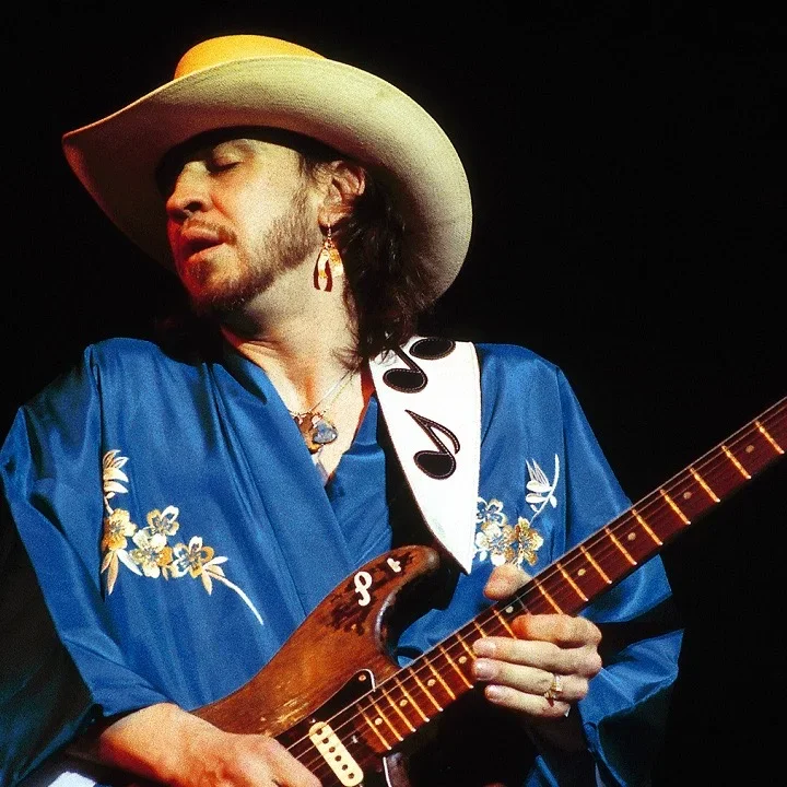 Stevie Ray Vaughan performing live with his Fender Stratocaster