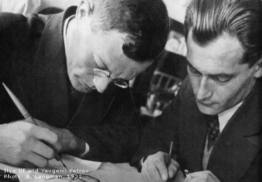 Photograph of Ilya Ilf and Yevgeny Petrov at work, by E. Langman, 1932