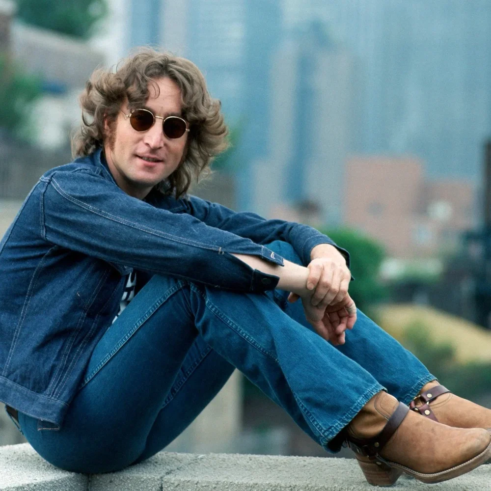 John Lennon sitting on a rooftop in New York, 1974